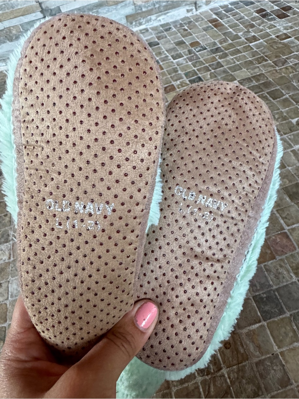 Old navy Cozy Mint Plush Pom-Pom Slipper Boots - Picture 5 of 5